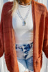 Tomato Red Open Front Textured Knit Cardigan with Pockets